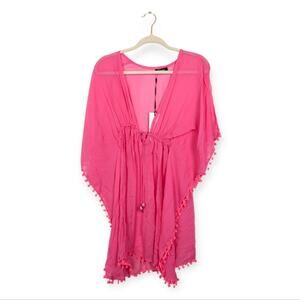 NWT Shahida Parides Pink Beach Pom Pom Coverup